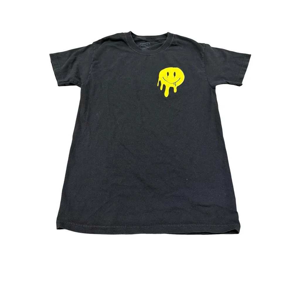 Call Your Mother Mens Melting Smiley Face Graphic T-Shirt Black Small